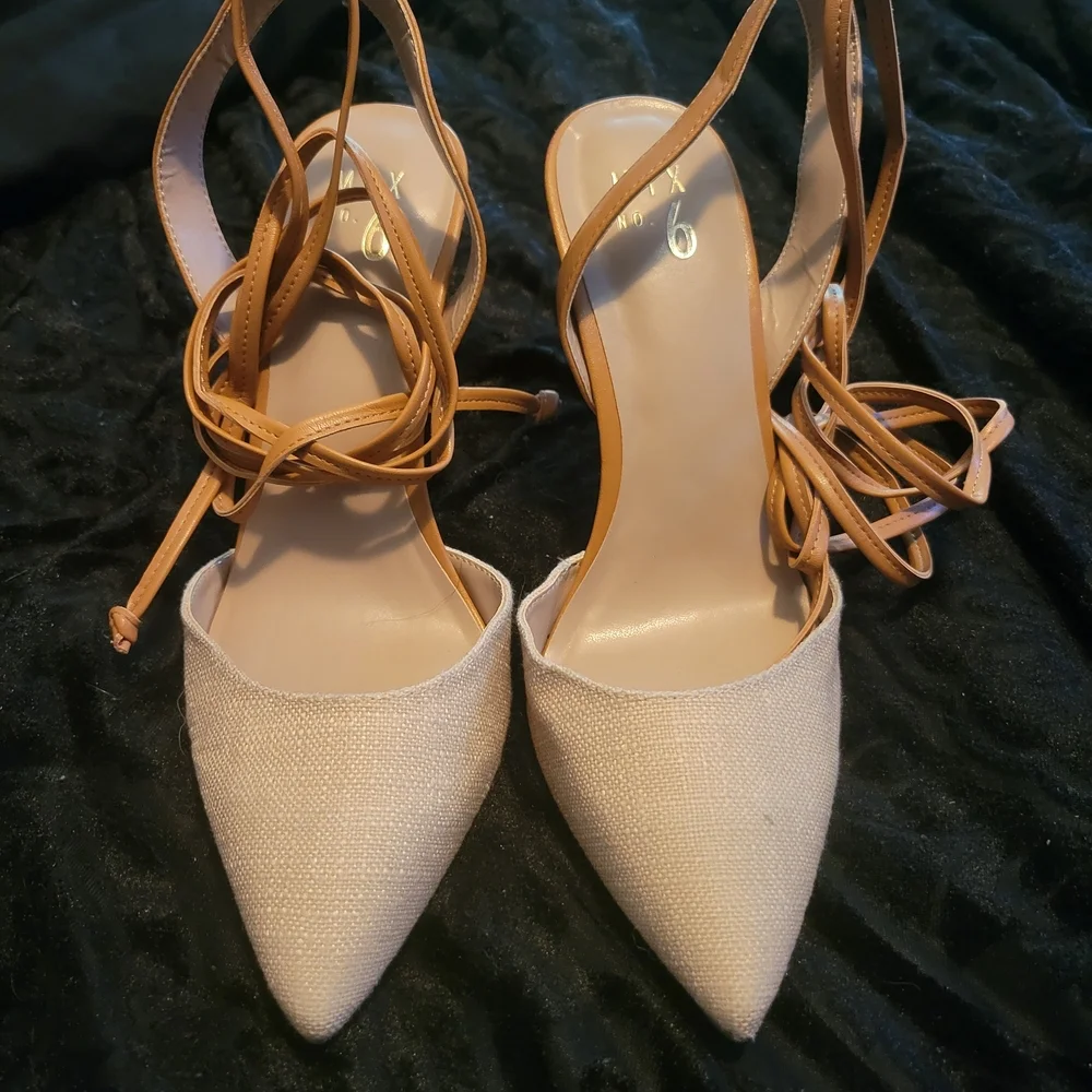 Mix No. 6 Tan and Brown Heels with Strappy Details - Picture 2 of 5